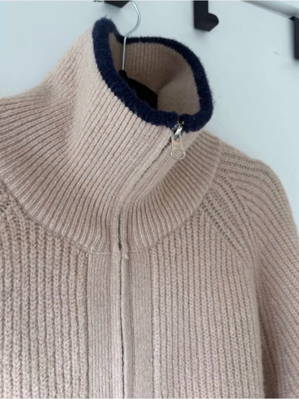 Beige Ribbed Wool-Blend Sweater - Picture 3 of 4